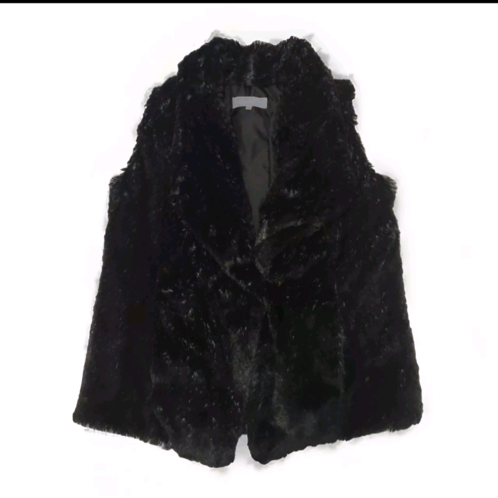 Wildflowers Vest Women Size S Black‎ Faux Fur Super Soft Pockets Goth Grunge